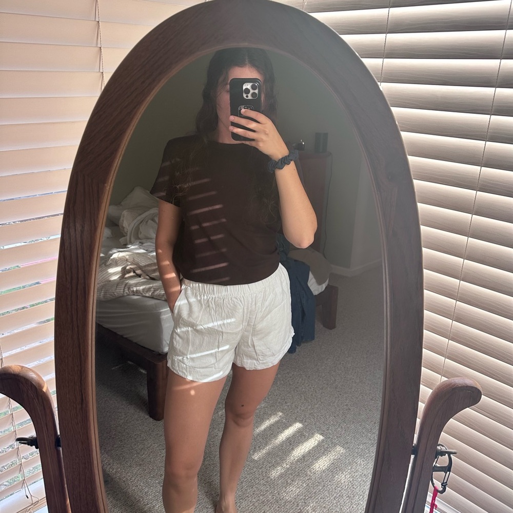 Abercrombie Linen Blend Shorts - White (Size M)
